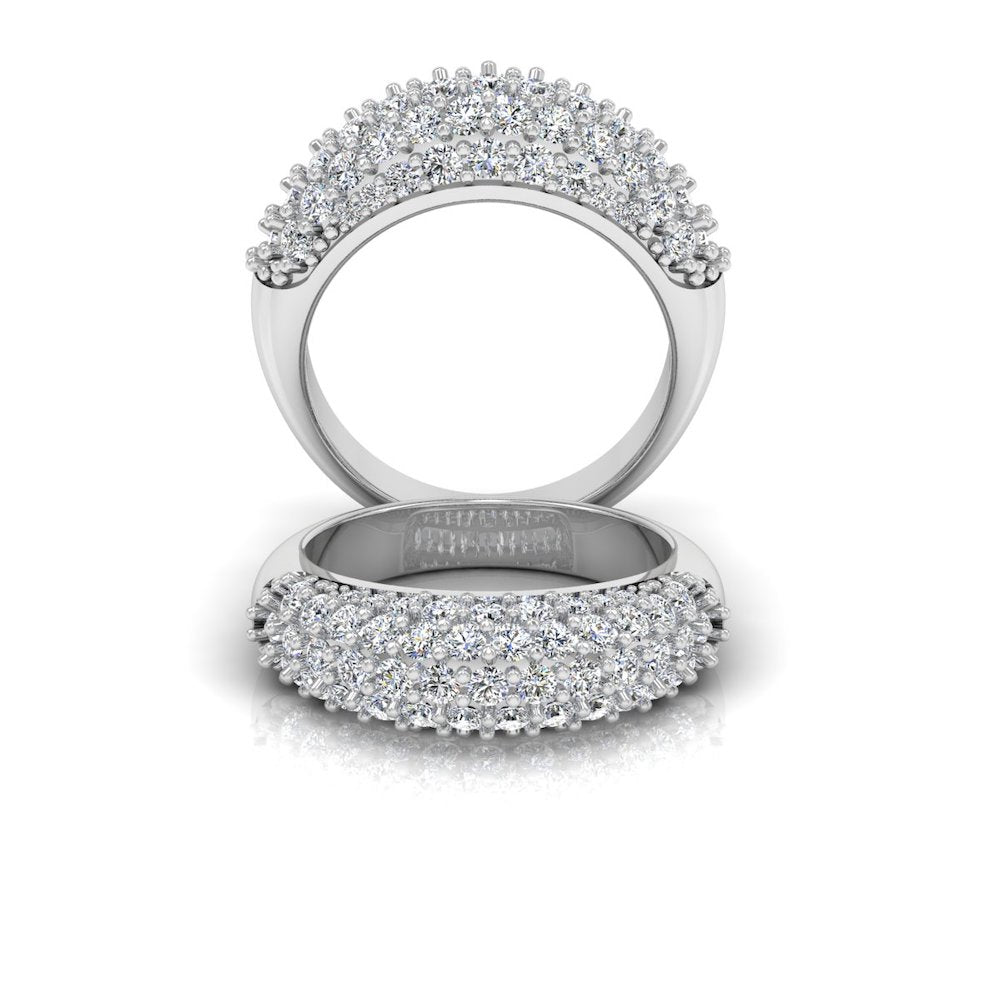 3-Row Pave Moissanite Engagement Ring set