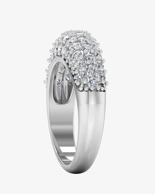 3 row pave moissanite engagement ring side