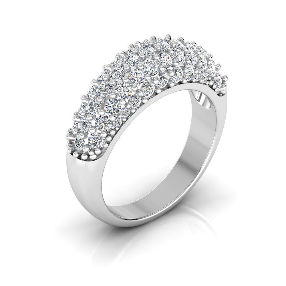 3-Row Pave Moissanite Engagement Ring top 2