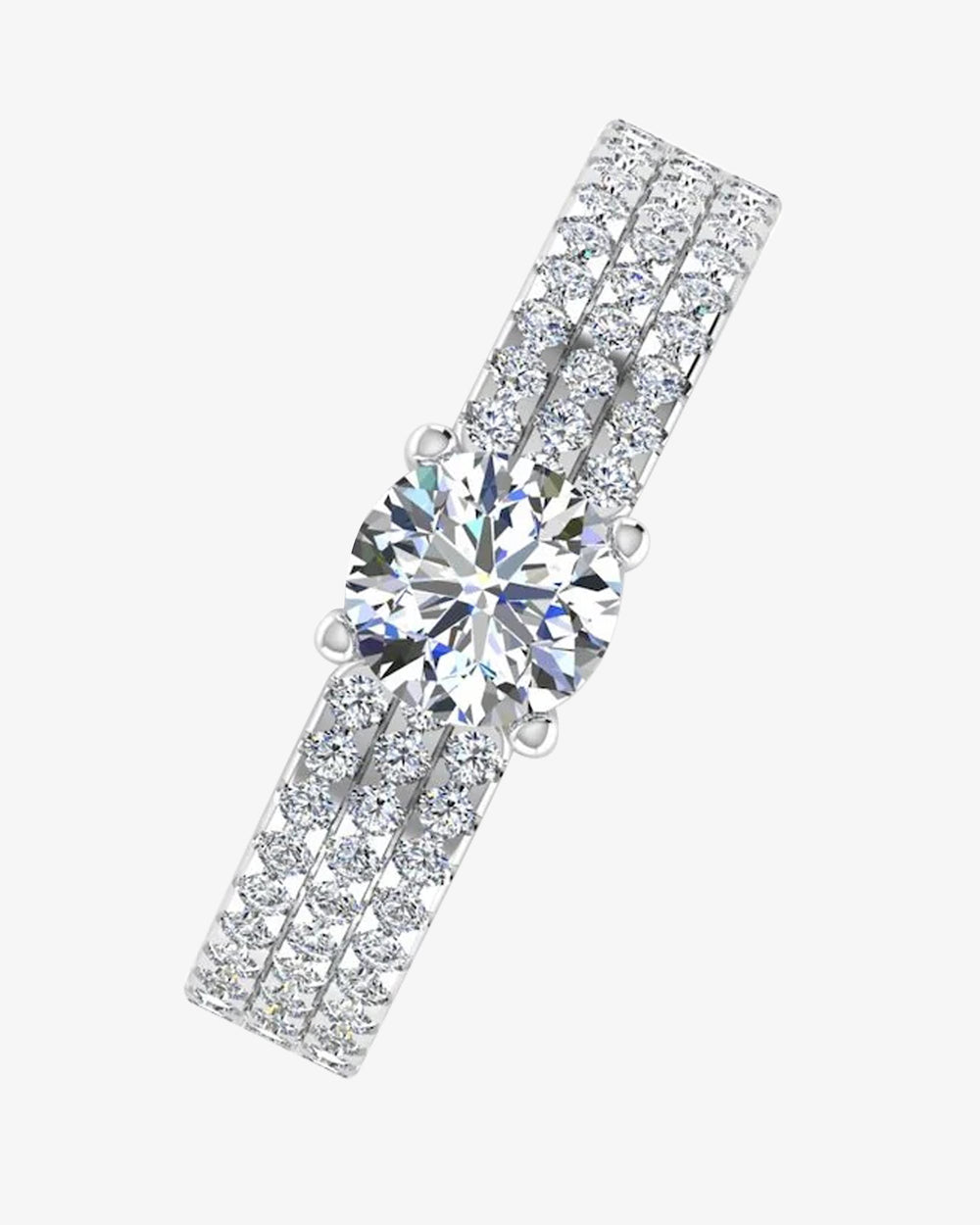 3 row round cut prong moissanite engagement ring icecartel stone