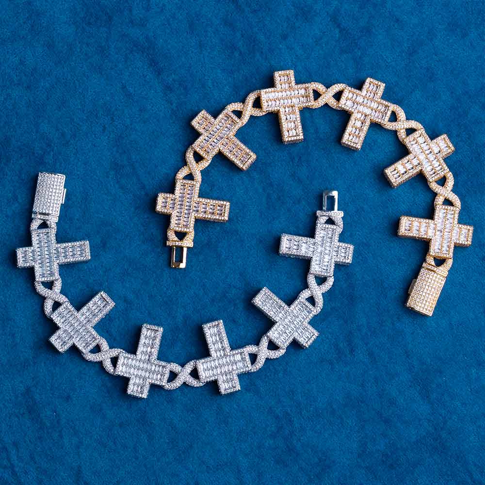30mm moissanite cross link bracelet diamant