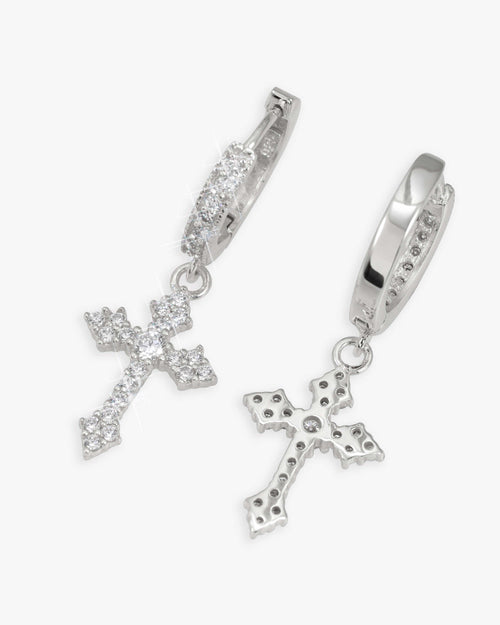 32mm moissanite cross hoop earrings 14k icecartel main