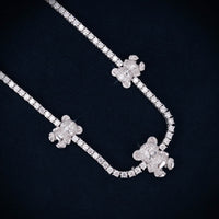 3MM Moissanite Triple Teddy Bear Tennis Necklace 14K main icecartel