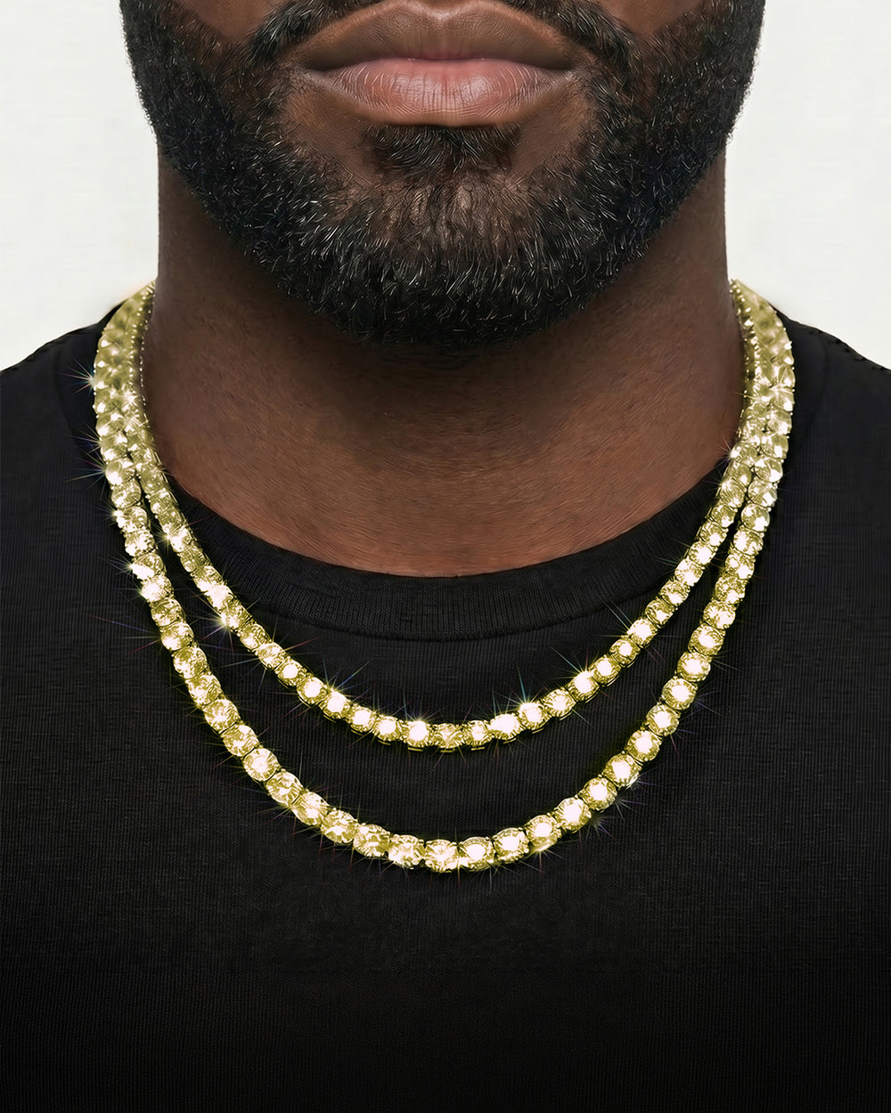 Yellow Gold Cuban Chain Set