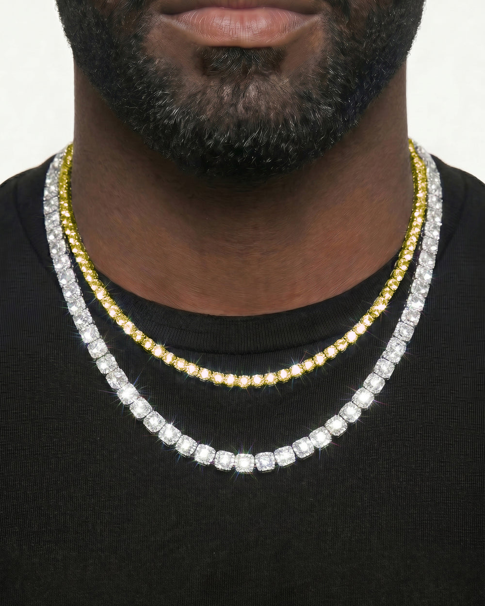 Yellow Gold Cuban Chain Set