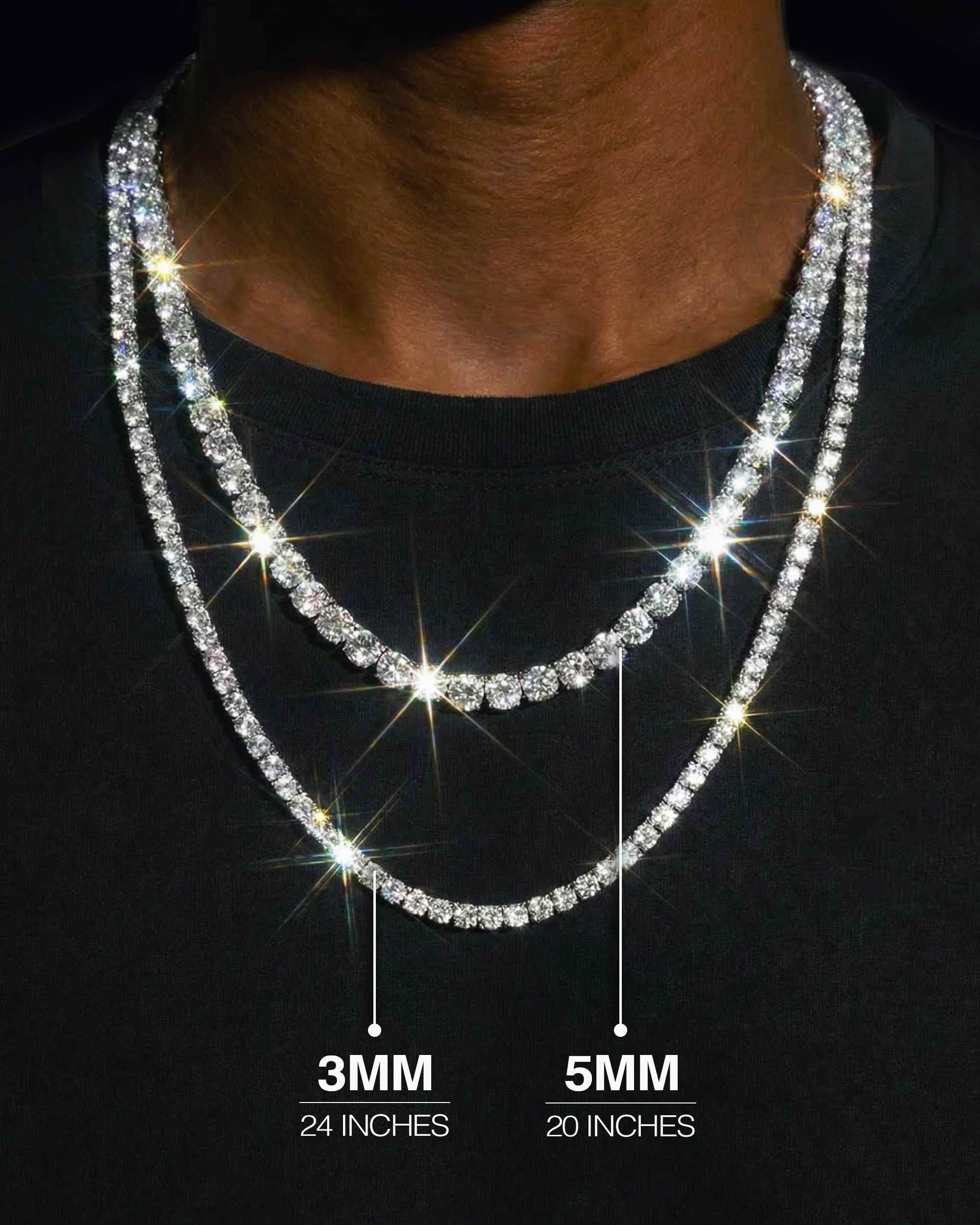 3mm 5mm cz tennis chain all sizes chart icecartel