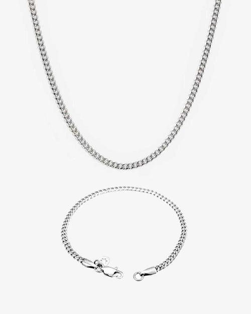3mm cuban link chain and bracelet bundle silver icecartel px main new