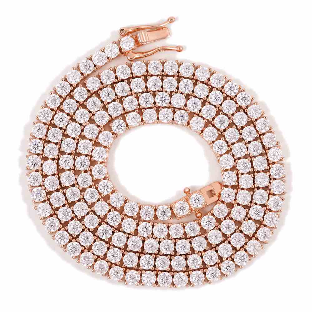 3MM Diamond Tennis Chain 14K Solid Rose Gold first