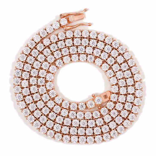 3MM Diamond Tennis Chain 14K Solid Rose Gold first