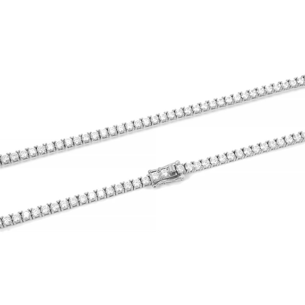 3MM Diamond Tennis Chain 14K Solid White Gold Clasp