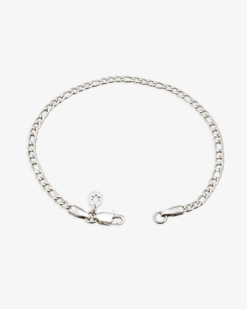 3mm figaro bracelet 14k white gold icecartel lock new