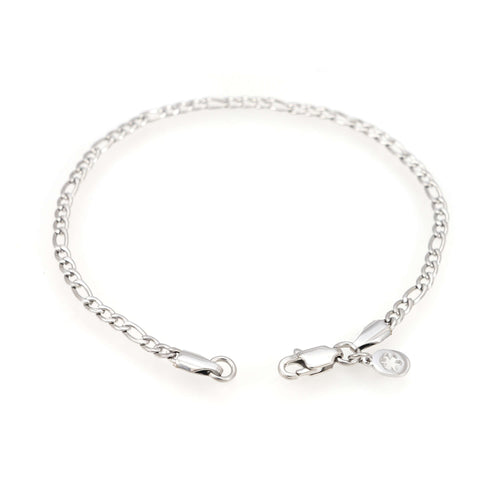 3mm figaro bracelet 14k white gold icecartel o