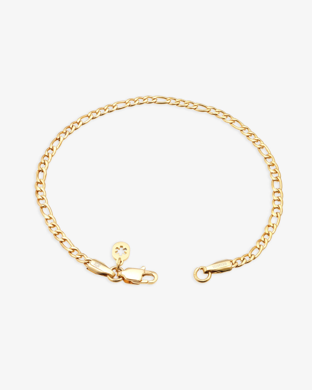 3mm figaro bracelet 14k yellow gold icecartel lock new