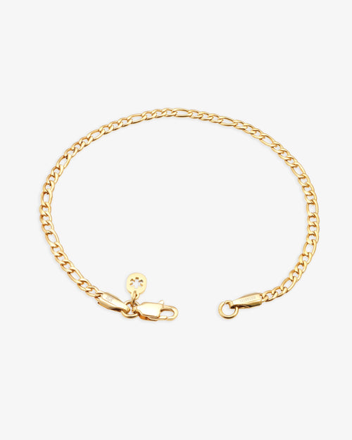 3mm figaro bracelet 14k yellow gold icecartel lock new