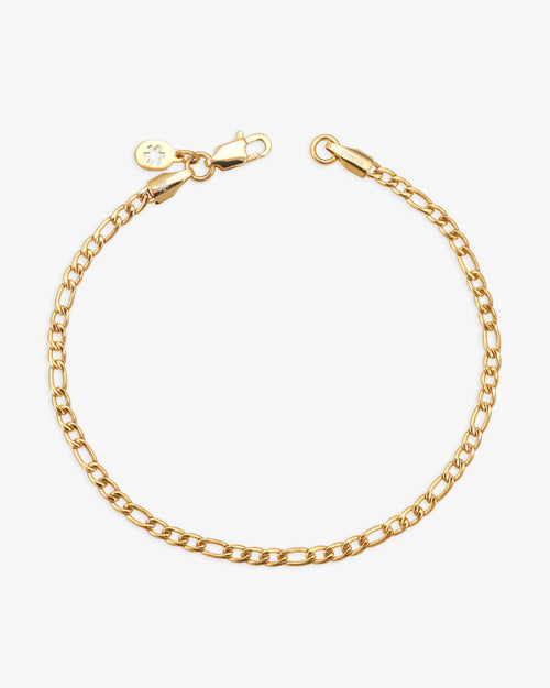 3mm figaro bracelet 14k yellow gold icecartel main new