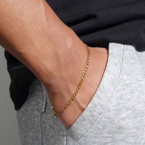 3mm figaro bracelet 14k yellow gold icecartel model