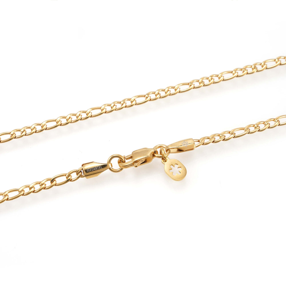 3mm figaro chain 14k yellow gold icecartel lock