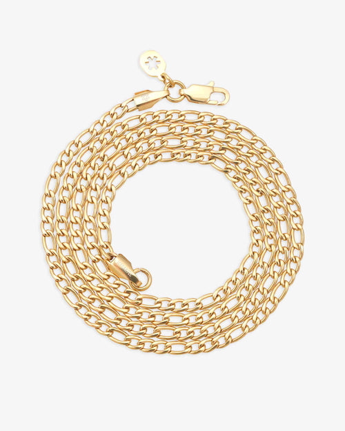 3mm figaro chain 14k yellow gold icecartel new front