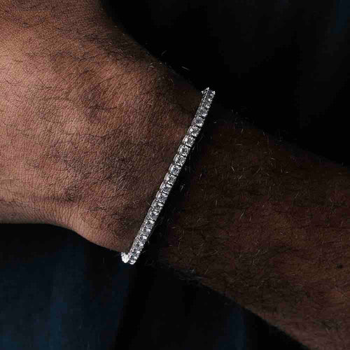 3MM iced out tennis bracelet mens on hand