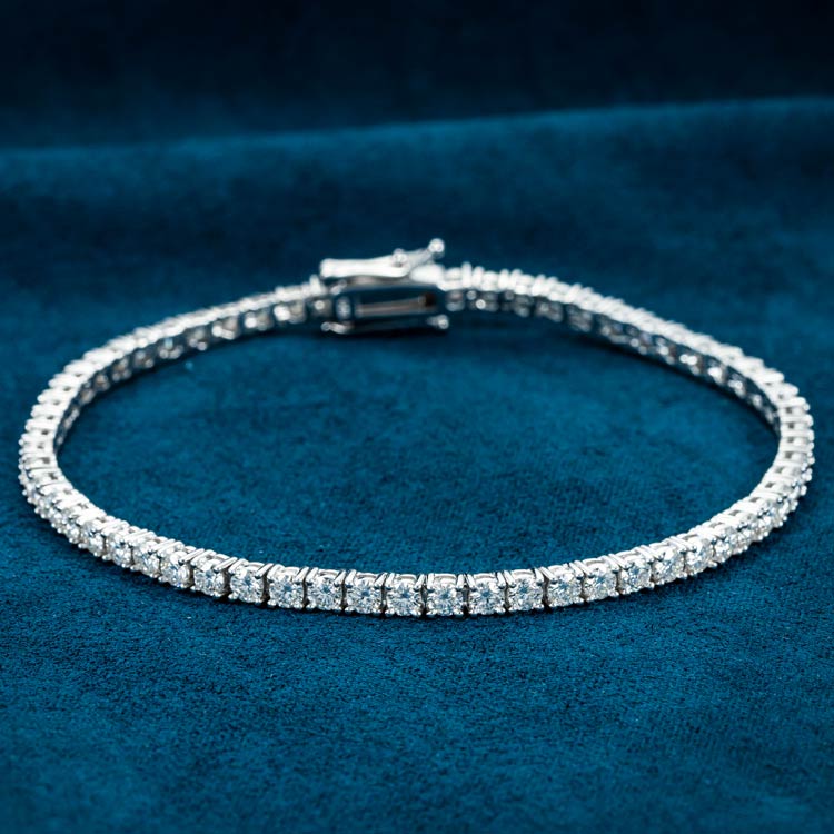 Real Solid 925 Sterling Silver Mens Iced Flooded Out Bracelet Diamond Hip  Hop