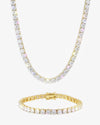 3MM Moissanite Tennis Chain + FREE Tennis Bracelet - Yellow Gold