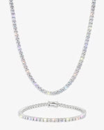 3MM Moissanite Tennis Chain + FREE Tennis Bracelet - White Gold