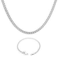 3MM Cuban Link Chain and Bracelet Bundle Silver