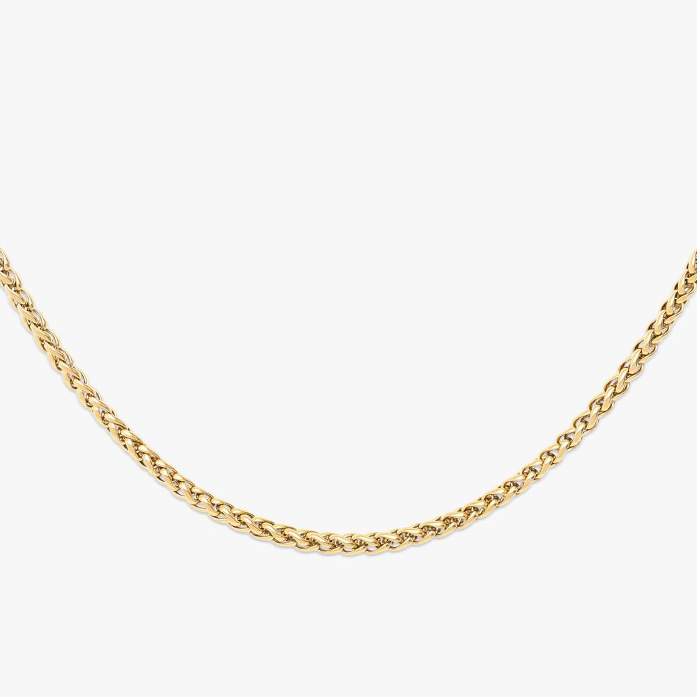 3mm solid gold wheat link chain