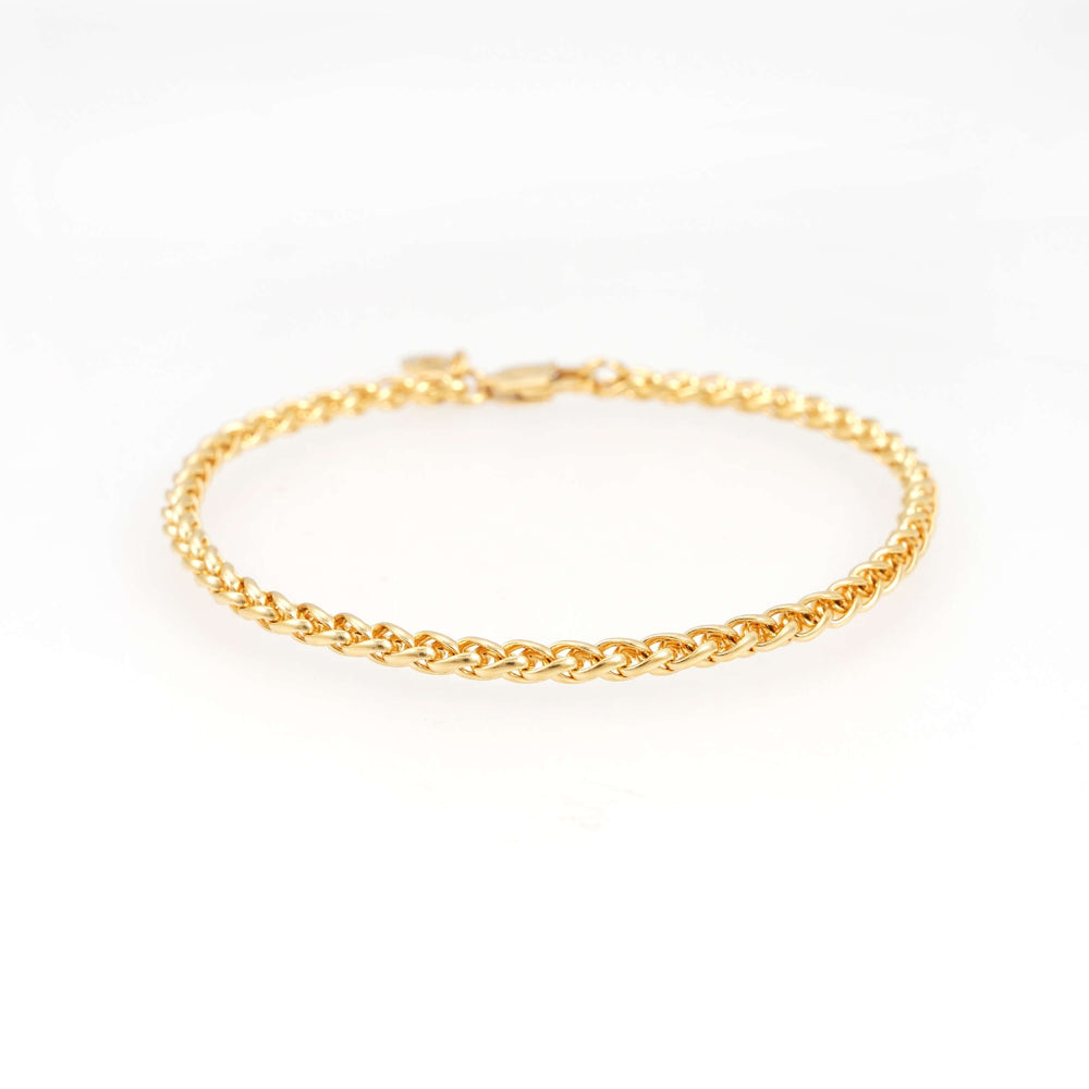 3mm wheat link bracelet 14k yellow gold icecartel main