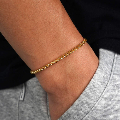 3mm wheat link bracelet 14k yellow gold icecartel model