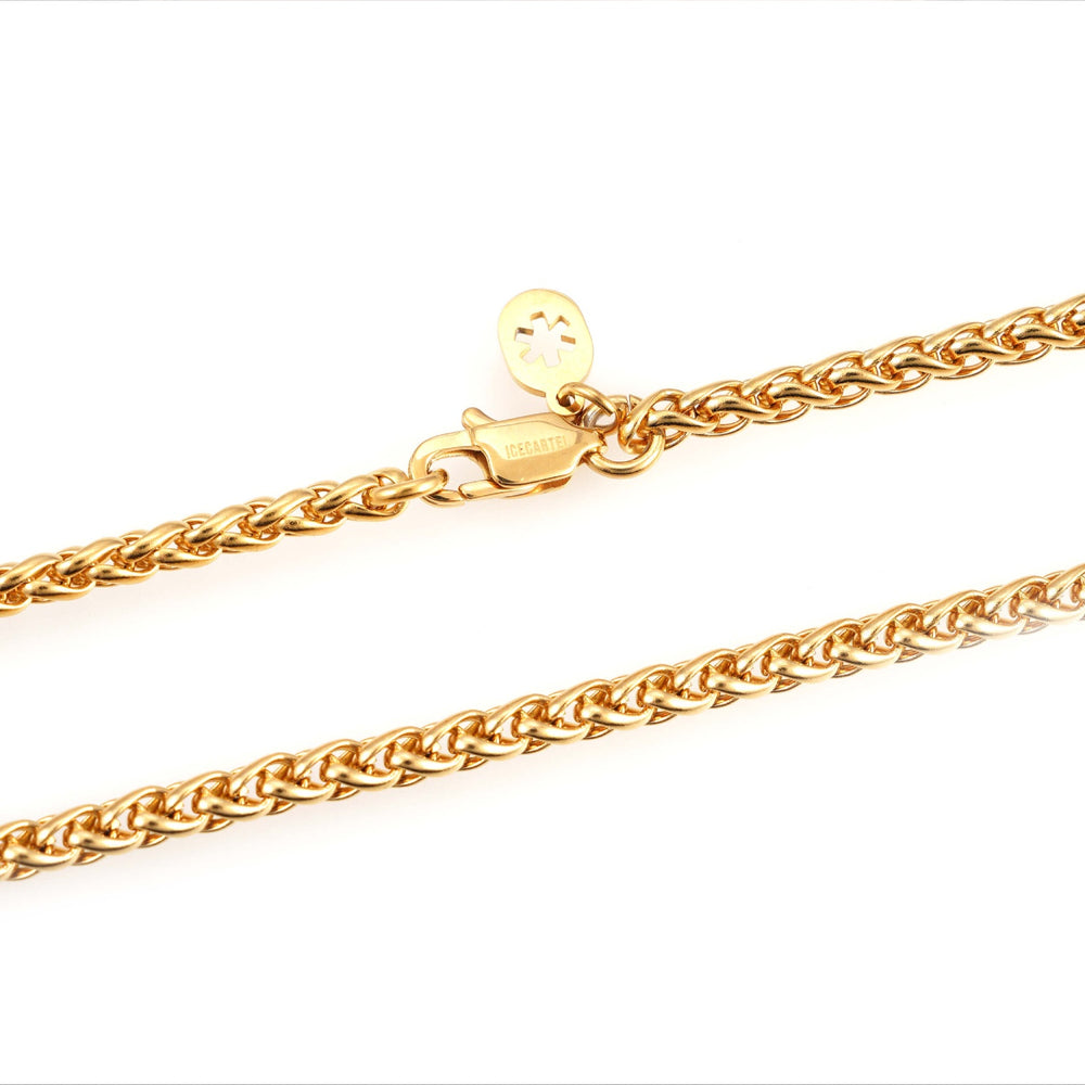 3mm wheat link chain 14k yellow gold icecartel lock