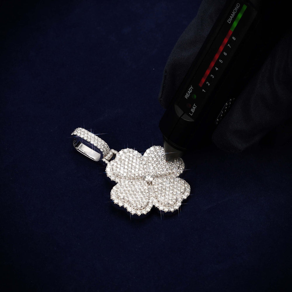 4 Clover Leaf Custom Logo Moissanite Pendant 14K Gold icecartel test
