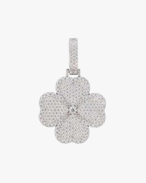 4 Clover Leaf Custom Logo Moissanite Pendant 14K Gold icecartel white