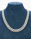 4-Row 15MM Moissanite Cuban Link Chain 14K Gold - White Gold