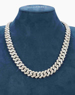 4-Row 15MM Moissanite Cuban Link Chain 14K Gold - White Gold