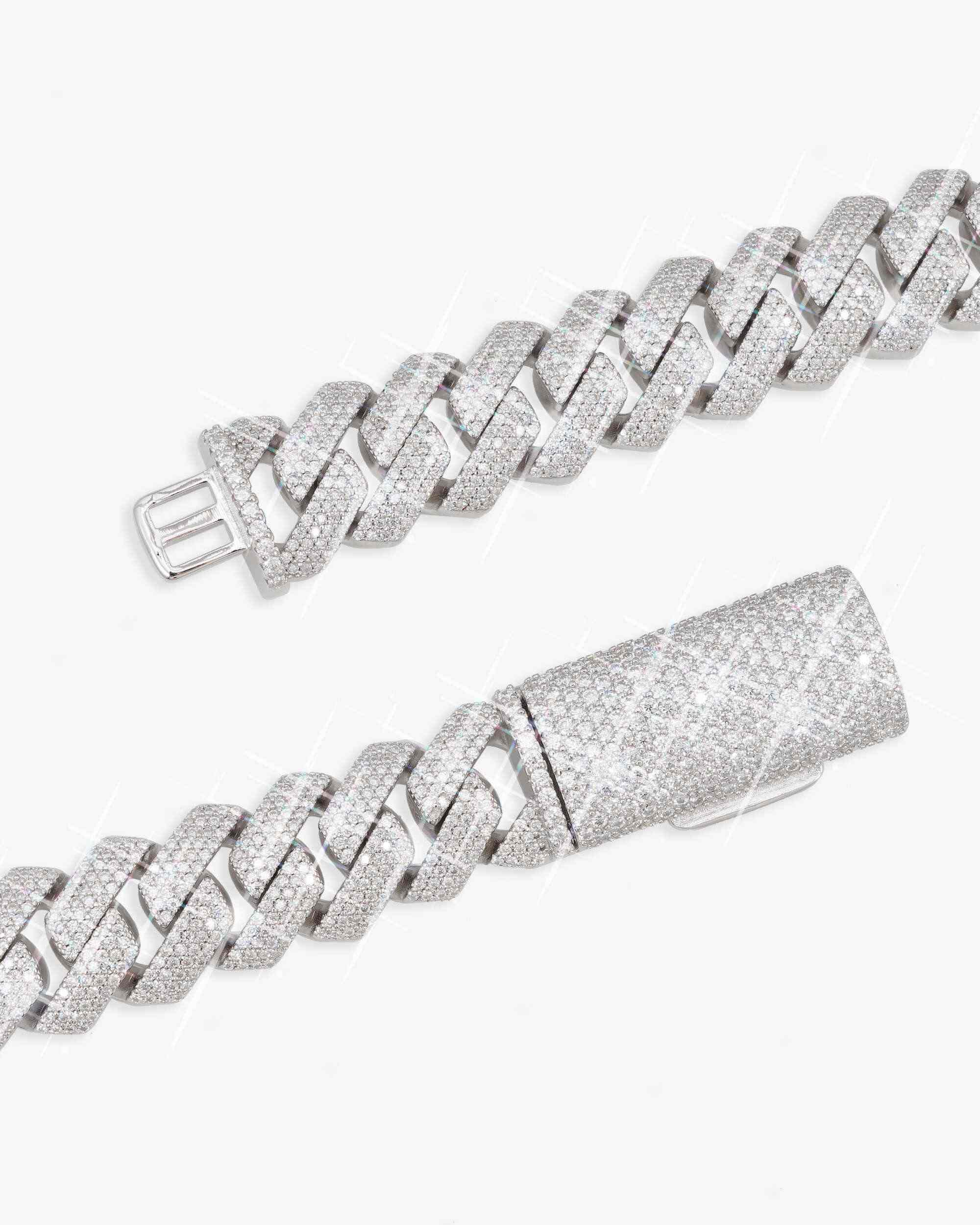 15mm 4-Row Moissanite Cuban Link Chain 14K White Gold - IceCartel™