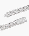 4-Row 15MM Moissanite Cuban Link Chain 14K Gold - White Gold