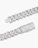 4-Row 15MM Moissanite Cuban Link Chain 14K Gold - White Gold