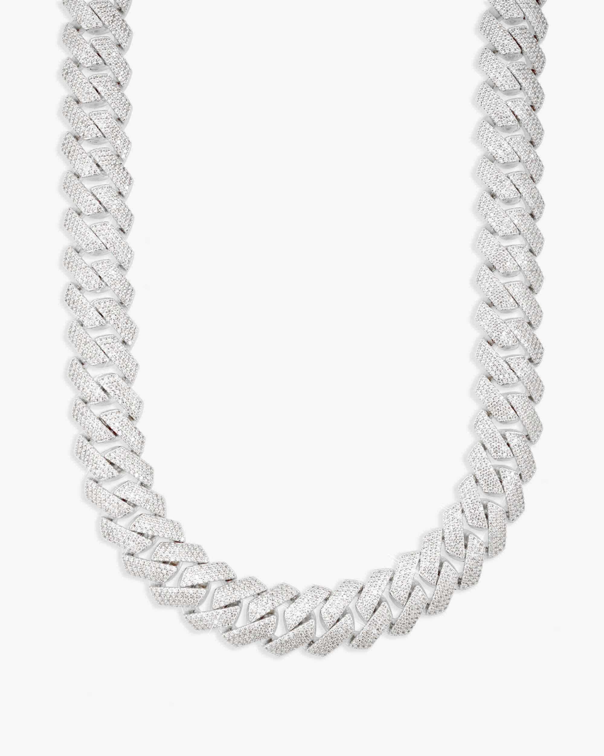 15mm 4-Row Moissanite Cuban Link Chain 14K White Gold - IceCartel™