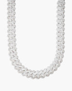 4-Row 15MM Moissanite Cuban Link Chain 14K Gold - White Gold