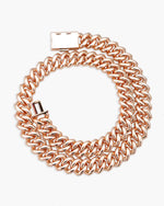 4-Row 15MM Moissanite Cuban Link Chain 14K Gold - Rose Gold
