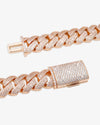 4-Row 15MM Moissanite Cuban Link Chain 14K Gold - Rose Gold