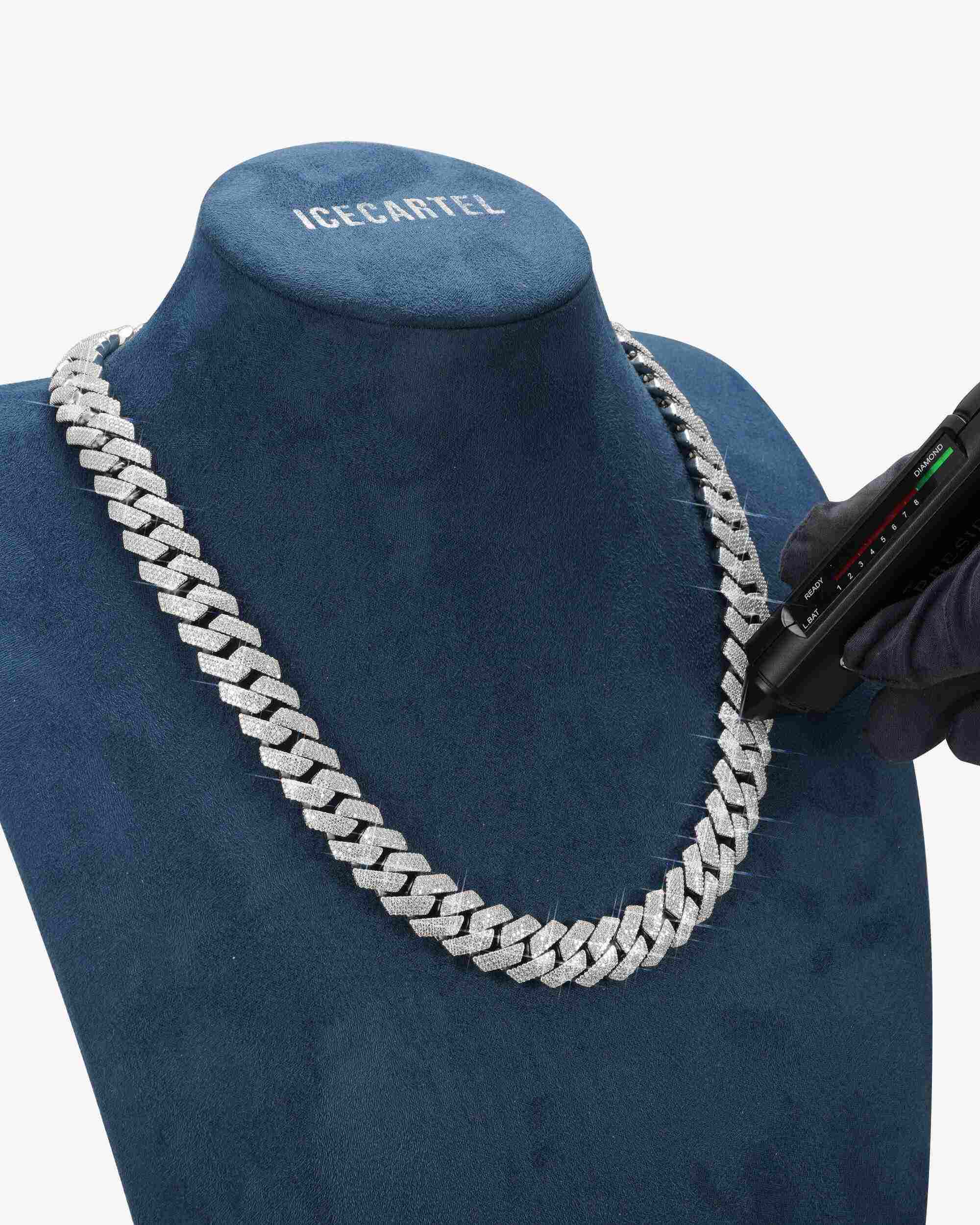 15mm 4-Row Moissanite Cuban Link Chain 14K White Gold - IceCartel™