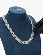 4-Row 15MM Moissanite Cuban Link Chain 14K Gold - White Gold
