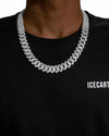 4-Row 15MM Moissanite Cuban Link Chain 14K Gold - White Gold