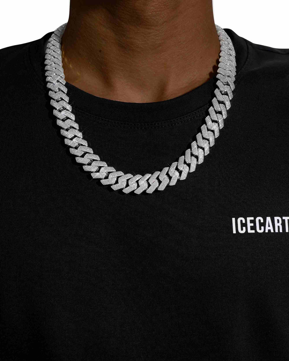 4-Row 15MM Moissanite Cuban Link Chain 14K Gold - White Gold