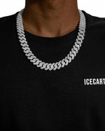 4-Row 15MM Moissanite Cuban Link Chain 14K Gold - White Gold