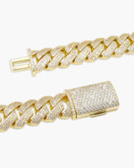 4-Row 15MM Moissanite Cuban Link Chain 14K Gold - Yellow Gold