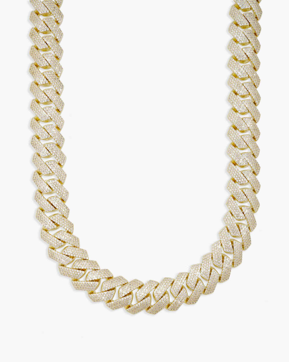 4-Row 15MM Moissanite Cuban Link Chain 14K Gold - Yellow Gold