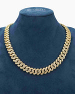 4-Row 15MM Moissanite Cuban Link Chain 14K Gold - Yellow Gold
